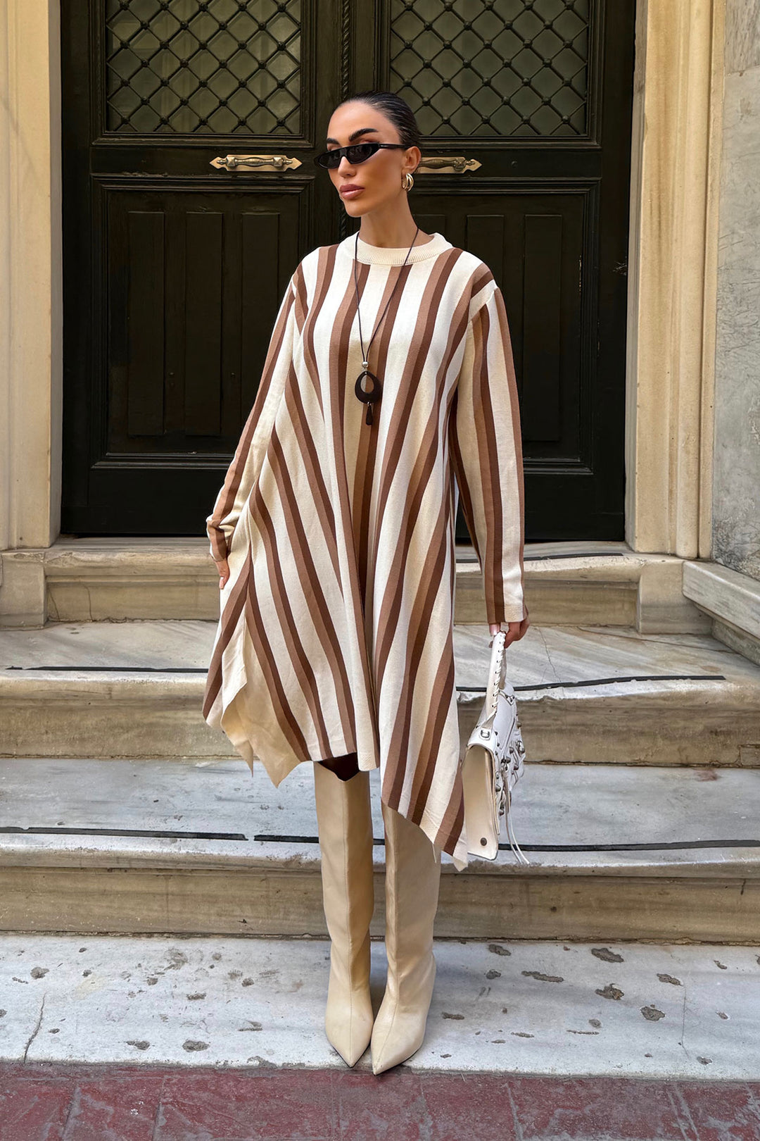 Biscuit Bicycle Collar Striped Patterned Knit Dress BCDF-25A9130 - North Highlands