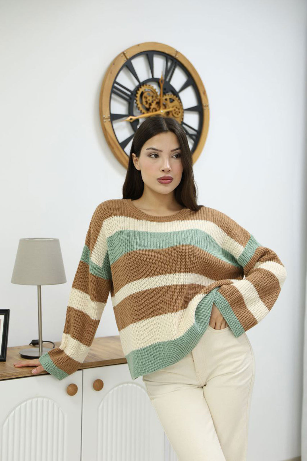 Biscuit Bicycle Collar Striped Patterned Sweater BCES-252006 - Heidenheim