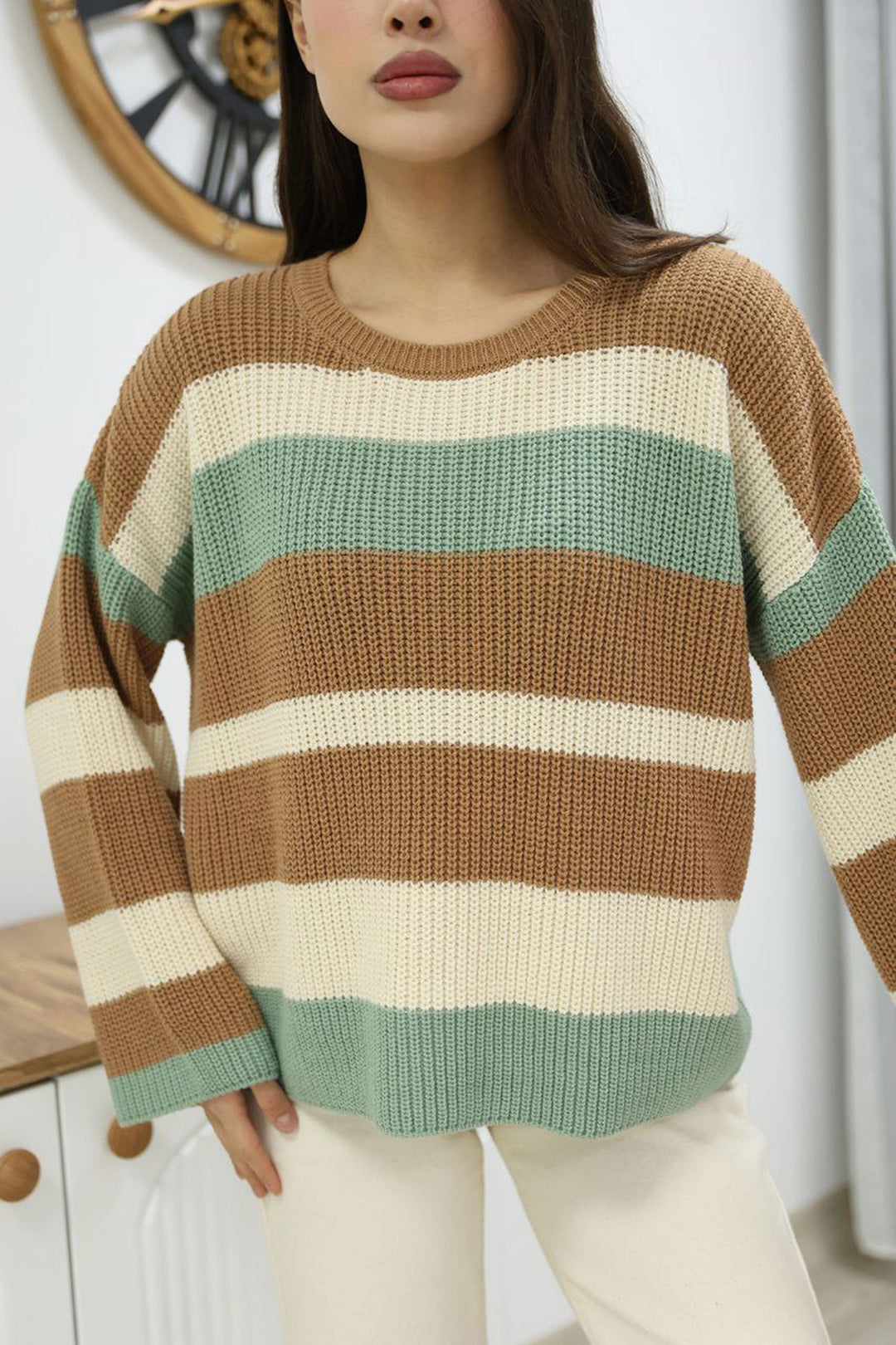 Biscuit Bicycle Collar Striped Patterned Sweater BCES-252006 - Heidenheim