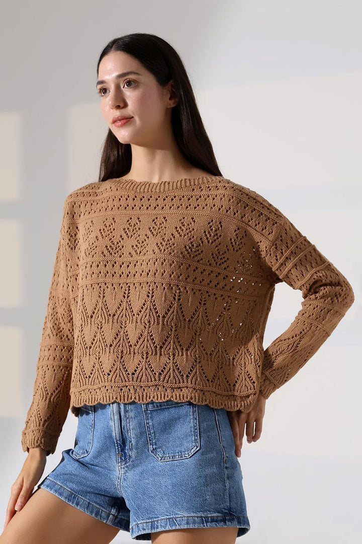 Biscuit Bicycle Collar Lace Patterned Sweater BCES-252043 - Brugherio