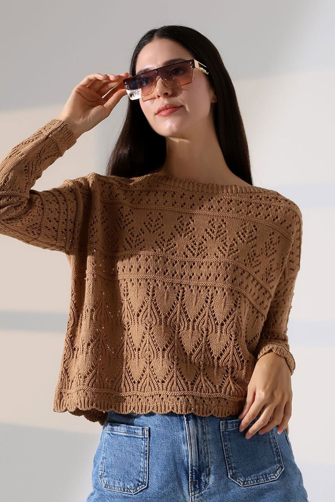Biscuit Bicycle Collar Lace Patterned Sweater BCES-252043 - Brugherio