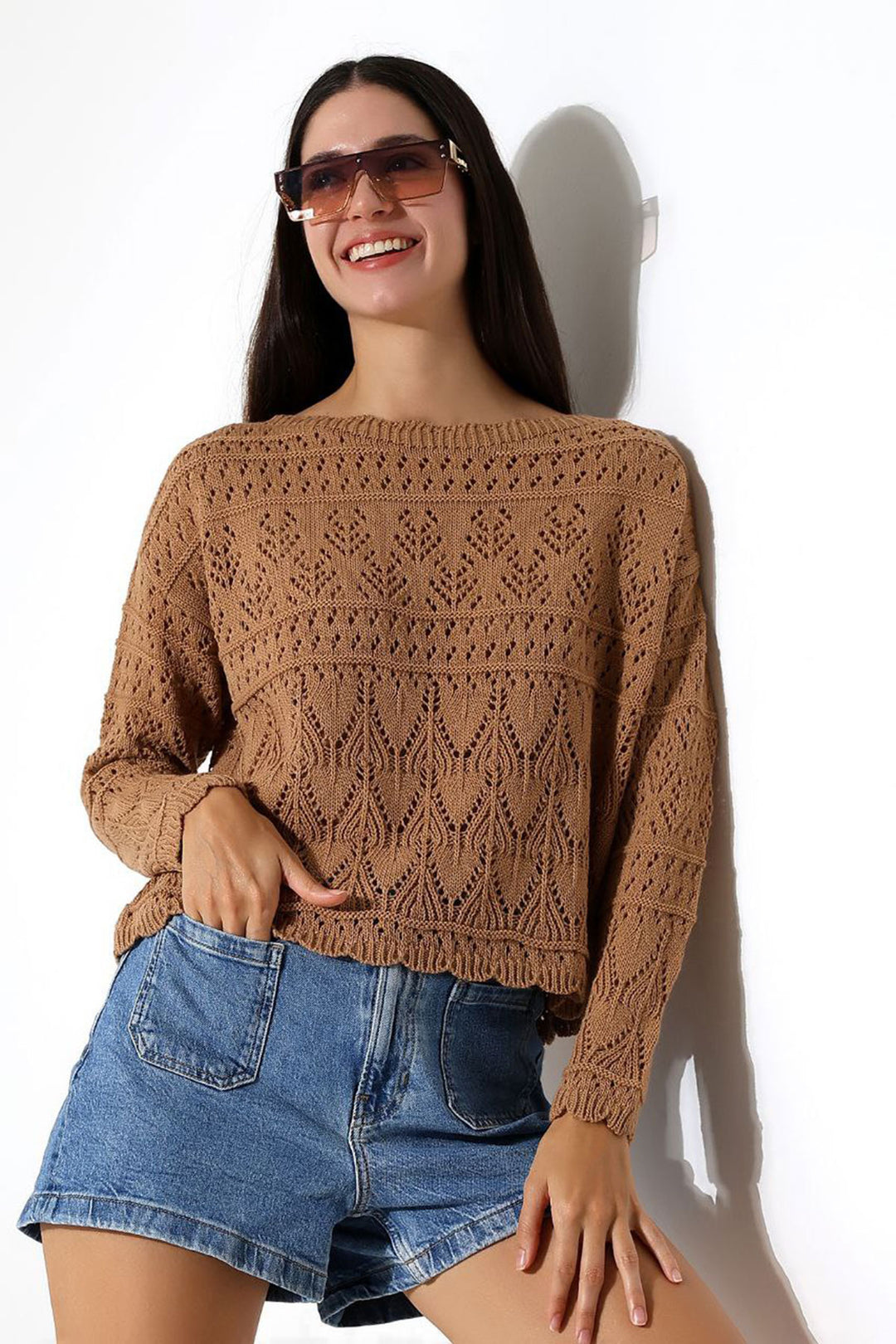 Biscuit Bicycle Collar Lace Patterned Sweater BCES-252043 - Brugherio