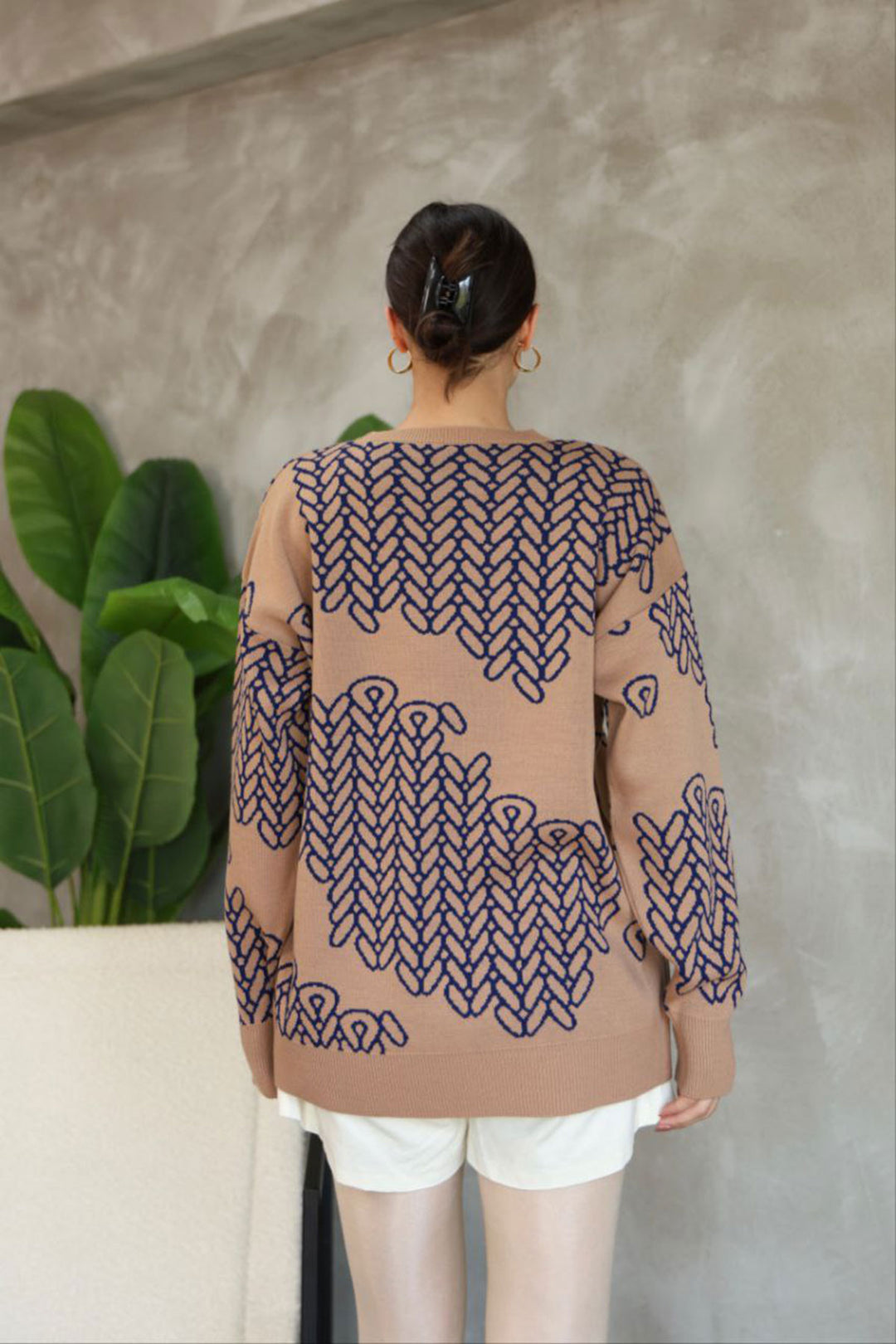 Biscuit Bicycle Collar Patterned Sweater BCES-252046 - Jelgava