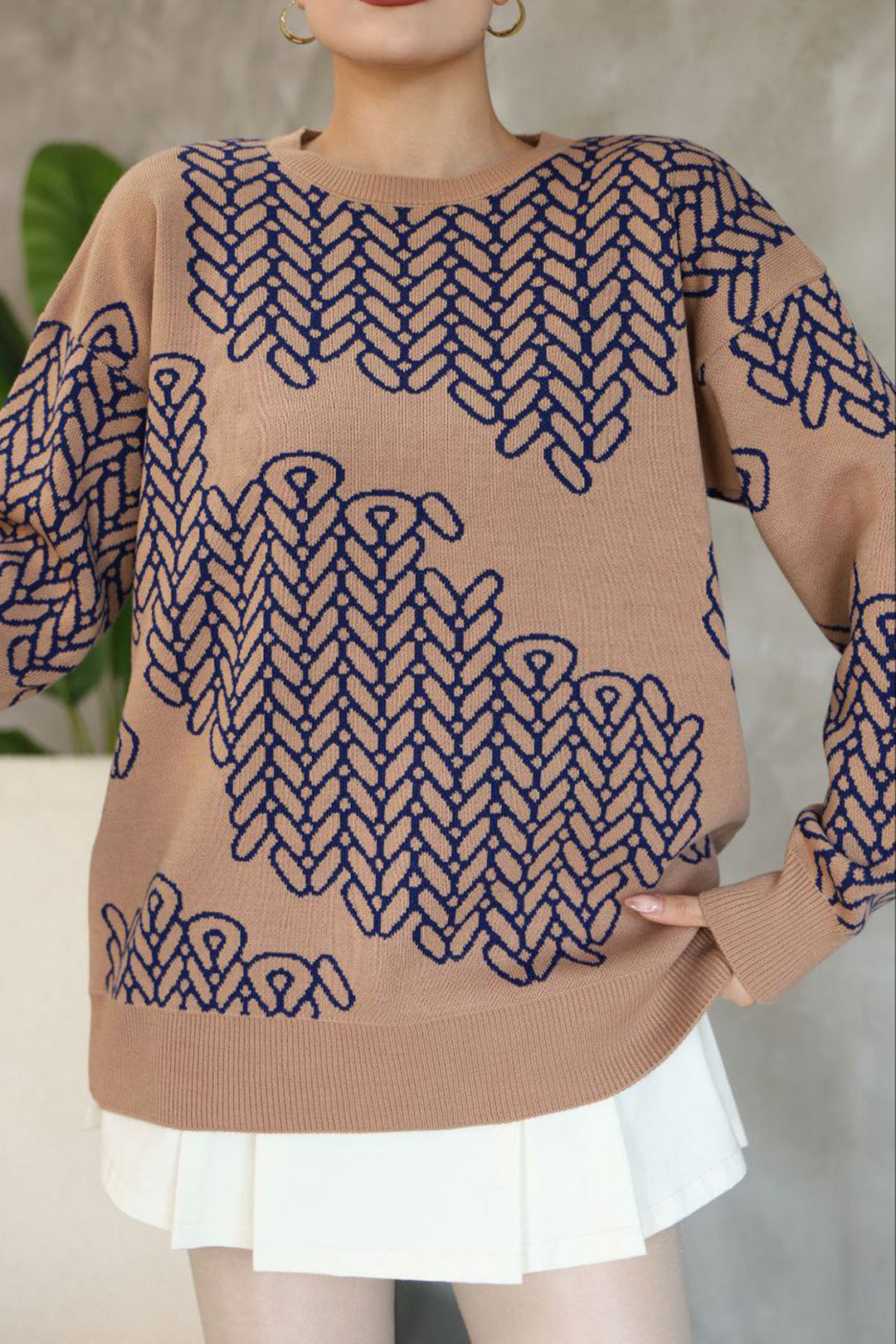 Biscuit Bicycle Collar Patterned Sweater BCES-252046 - Jelgava