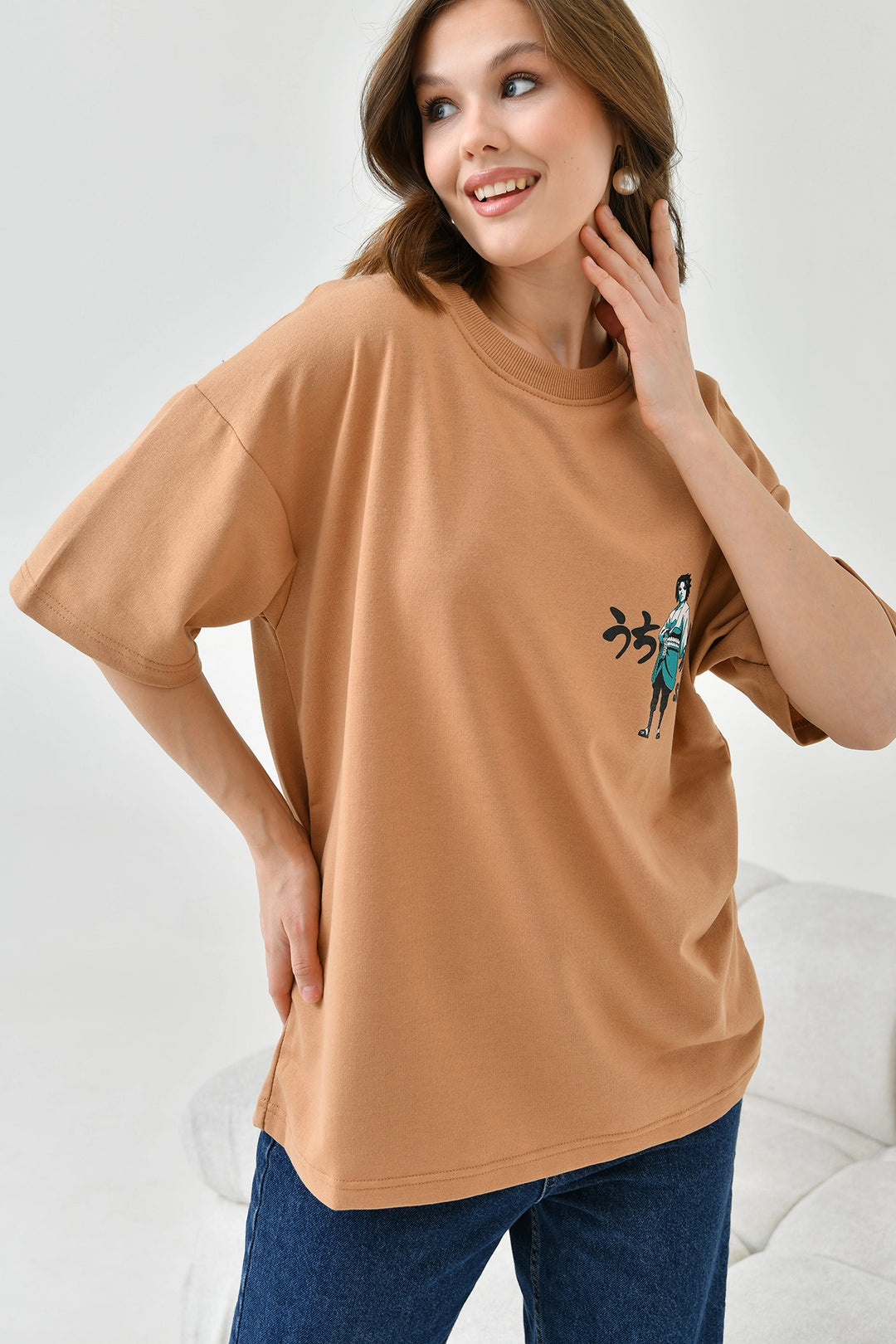 Biscuit Bicycle Collar Two Thread Back Printed Oversize T-Shirt BC241126 - Oxford