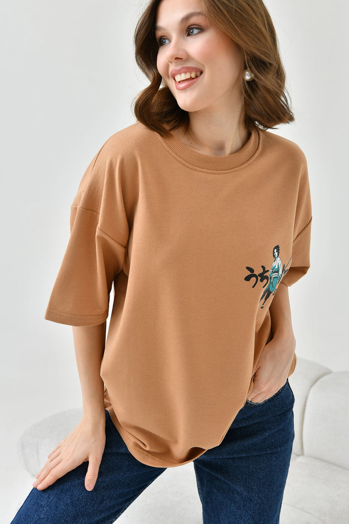 Biscuit Bicycle Collar Two Thread Back Printed Oversize T-Shirt BC241126 - Oxford