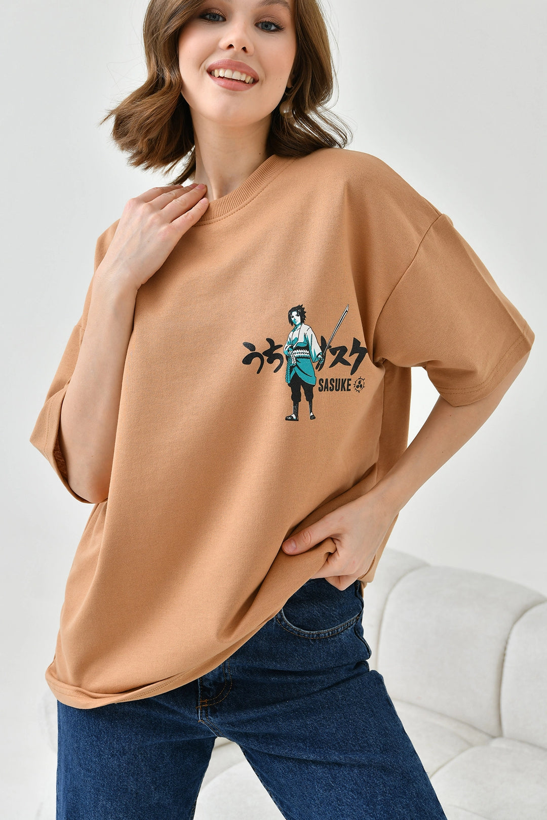 Biscuit Bicycle Collar Two Thread Back Printed Oversize T-Shirt BC241126 - Oxford