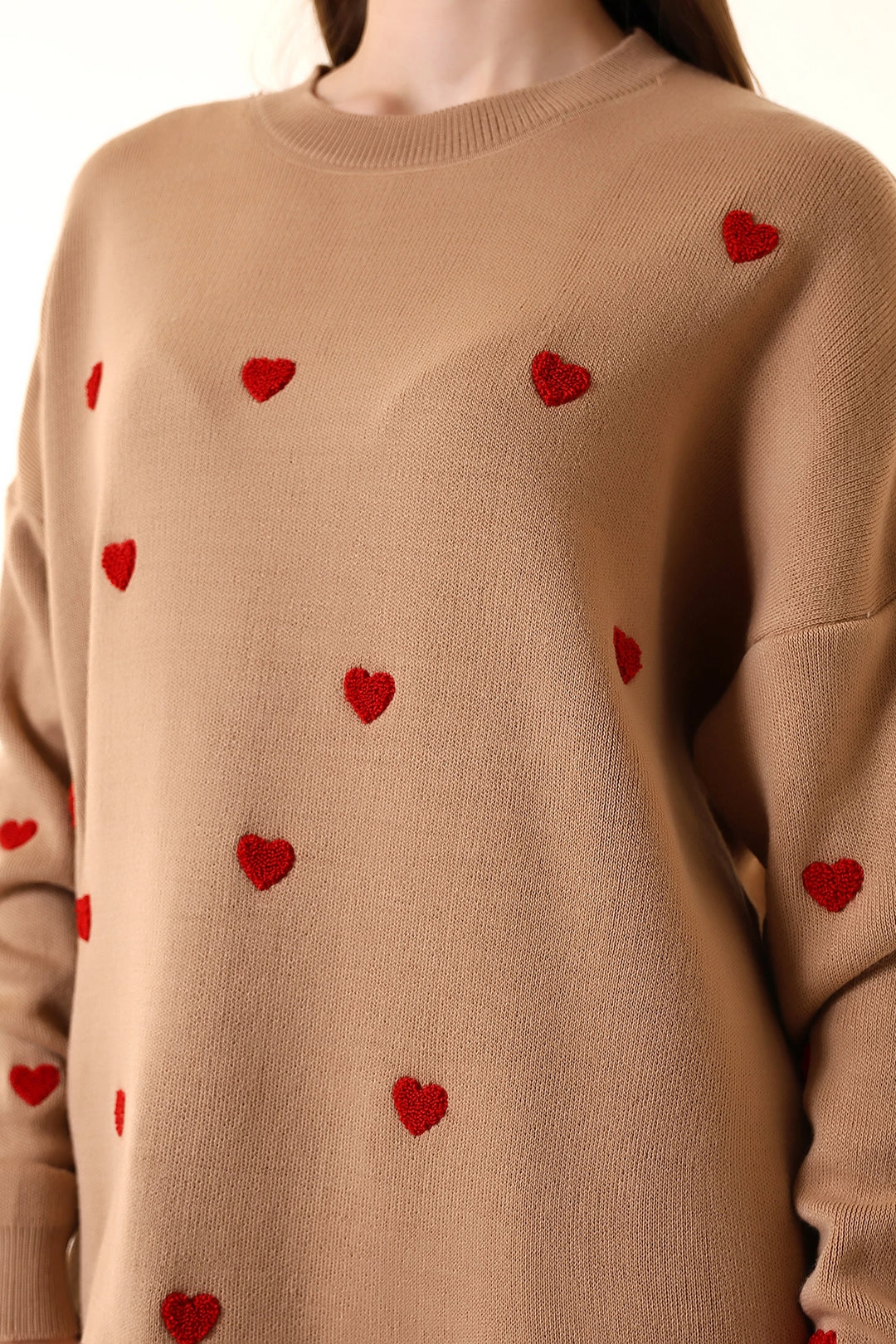 Biscuit Bicycle Neck Heart Pattern Winter Sweater BCVL-T243150 - Greer