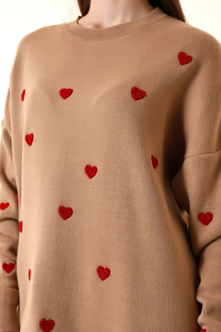 Biscuit Bicycle Neck Heart Pattern Winter Sweater BCVL-T243150 - Greer