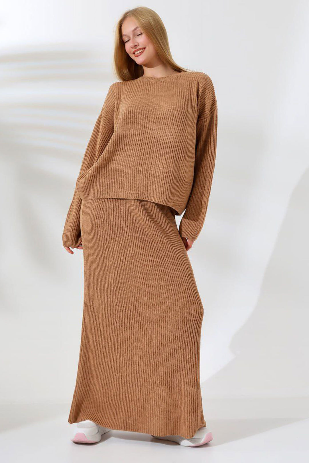 Biscuit Bicycle Collar Sweater and Skirt 2 Piece Top Bottom Knit Set BCES-241001 - Río Grande