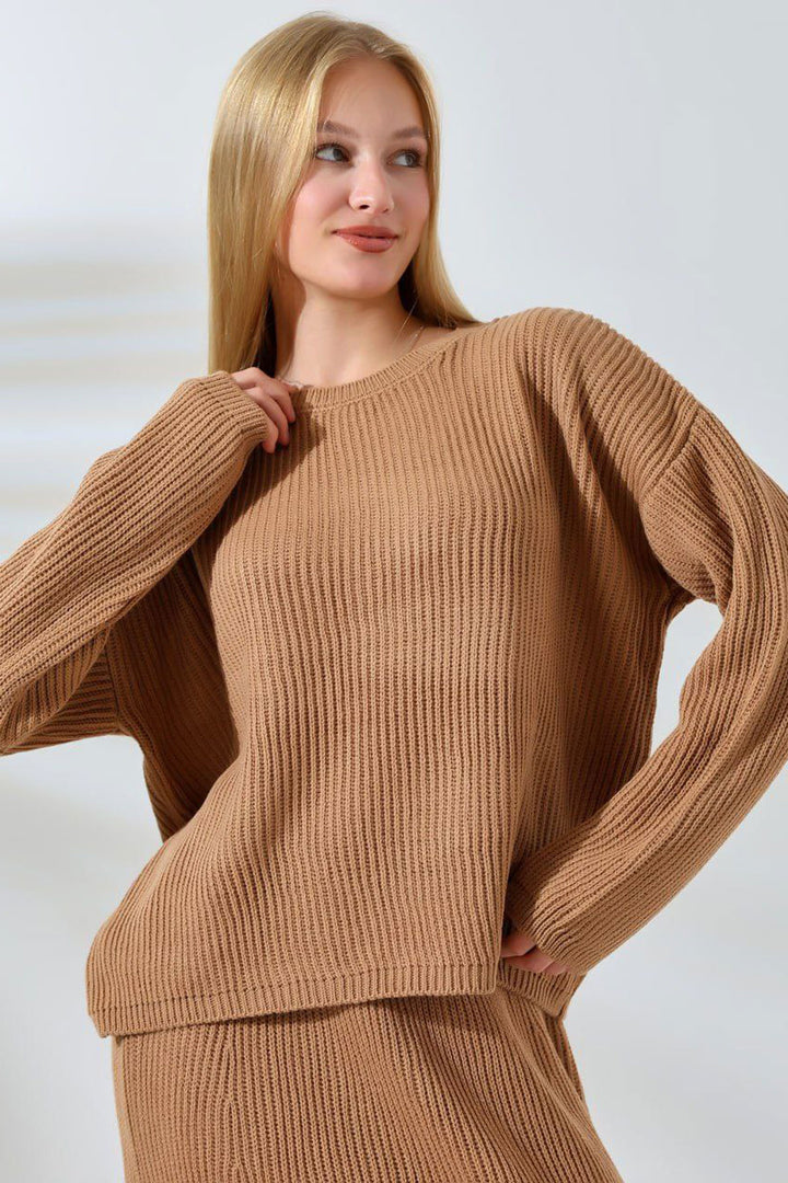 Biscuit Bicycle Collar Sweater and Skirt 2 Piece Top Bottom Knit Set BCES-241001 - Río Grande