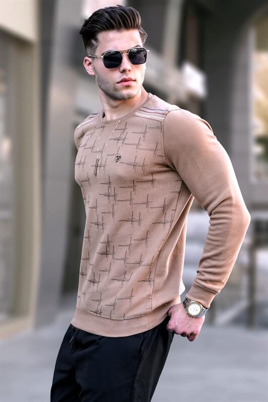 MDX Biscuit Patterned Bicycle Collar Sweater 5968 - Stuttgart