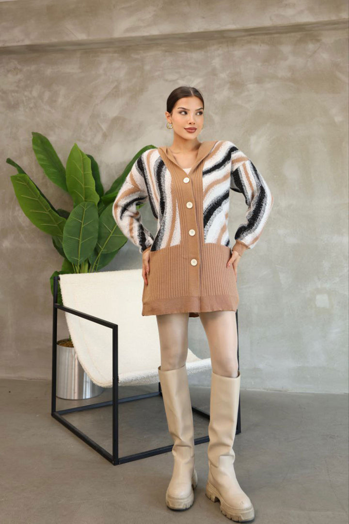 Biscuit Patterned Button Detailed Knit Cardigan BCES-252025 - Rocky Mount