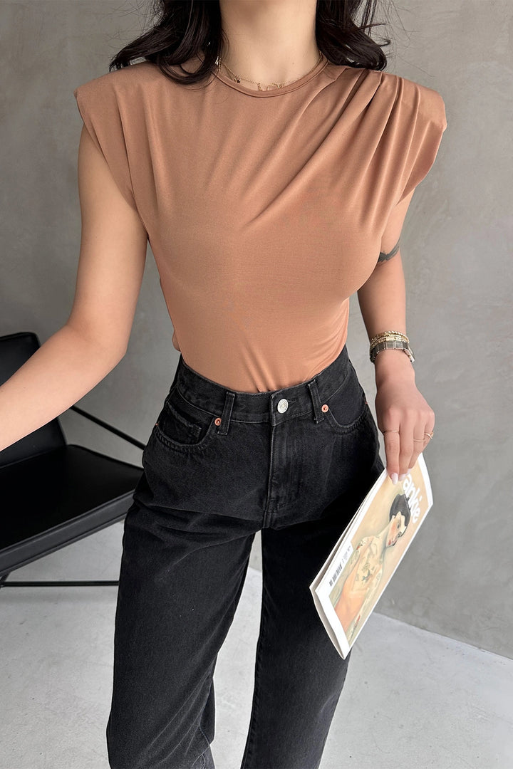 Biscuit Shoulder Padded Buzzy Blouse BCDF-252157 - Gronau