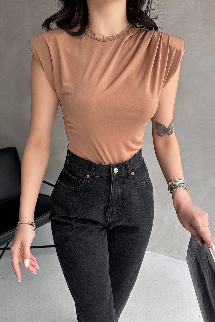 Biscuit Shoulder Padded Buzzy Blouse BCDF-252157 - Gronau