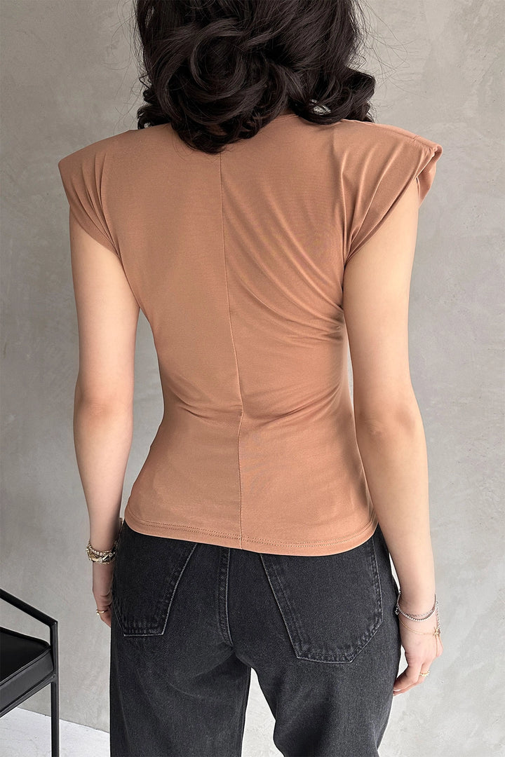 Biscuit Shoulder Padded Buzzy Blouse BCDF-252157 - Gronau