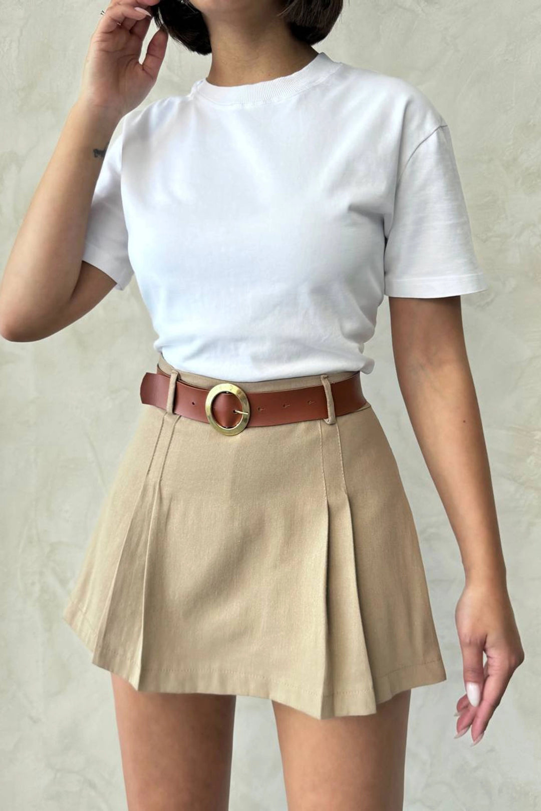 Biscuit Pile Woven Gabardine Shorts Skirt (with Belt Gift) BCHN-25252001 - Invercargill