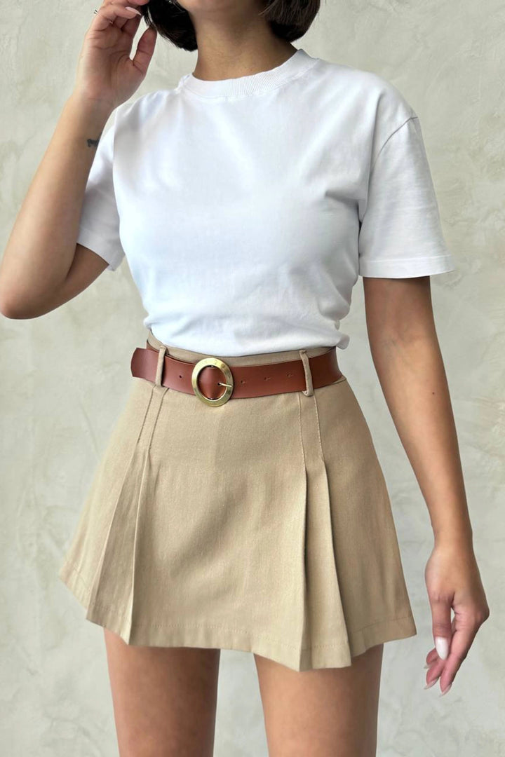 Biscuit Pile Woven Gabardine Shorts Skirt (with Belt Gift) BCHN-25252001 - Invercargill
