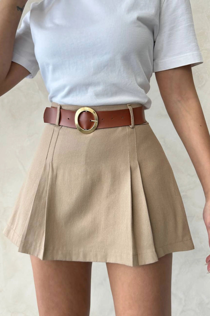 Biscuit Pile Woven Gabardine Shorts Skirt (with Belt Gift) BCHN-25252001 - Invercargill