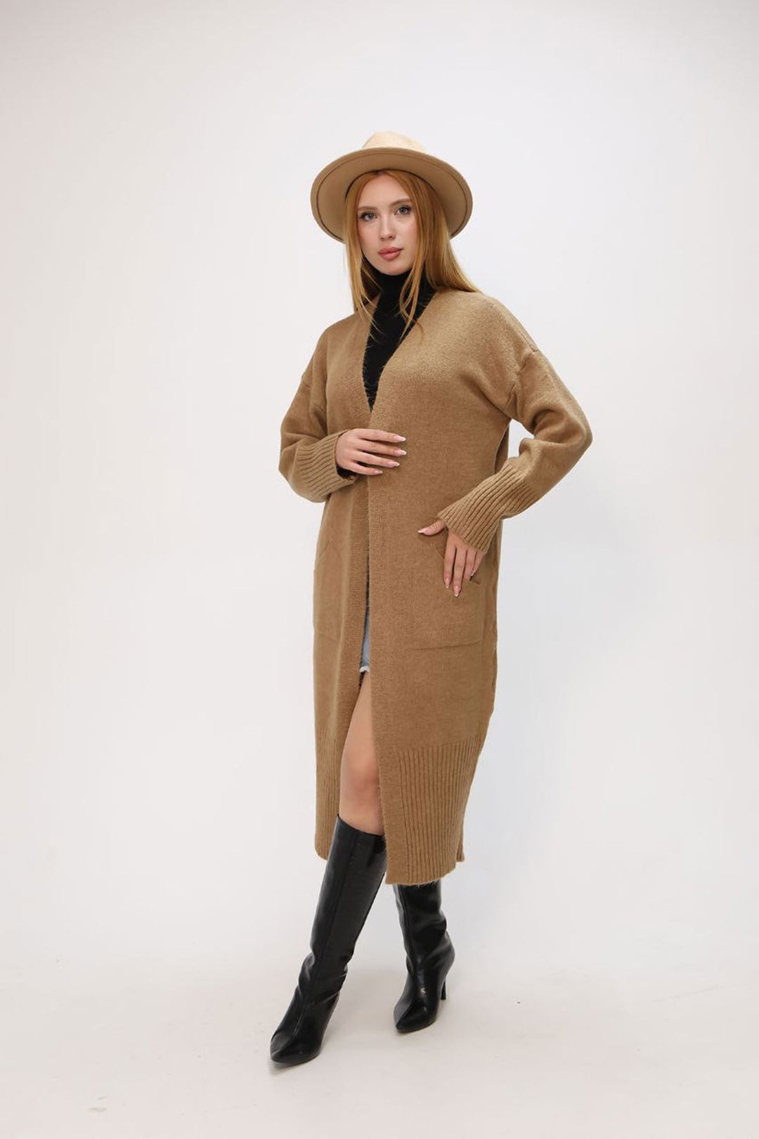 Biscuit Loose Soft Knit Cardigan BCES-252009 - Tamazunchale