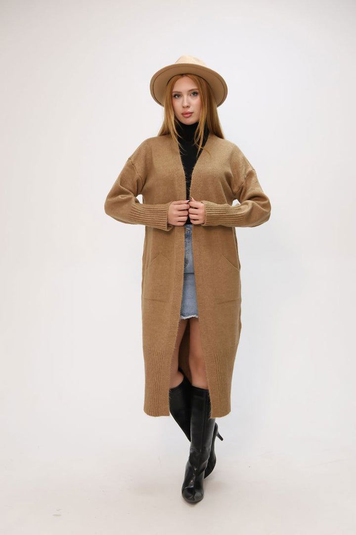 Biscuit Loose Soft Knit Cardigan BCES-252009 - Tamazunchale