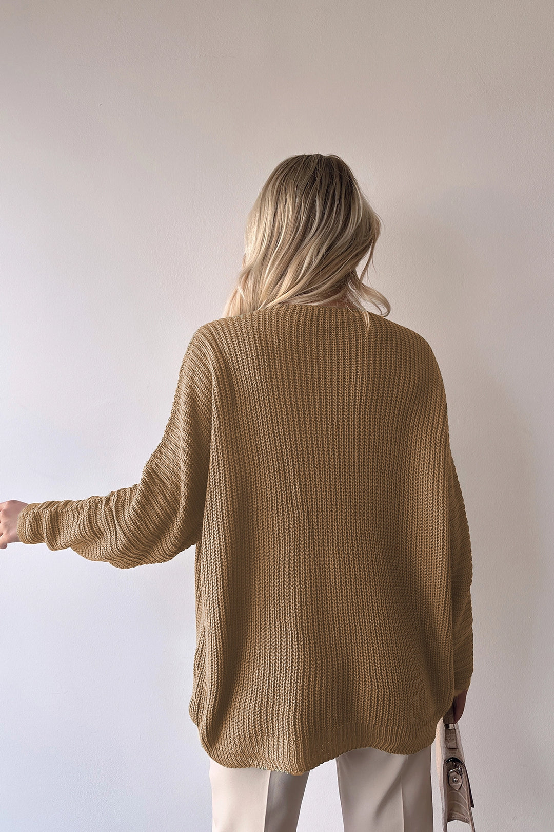 Biscuit V Neck Thessaloniki Knitted Winter Sweater BC231019 - Bitonto