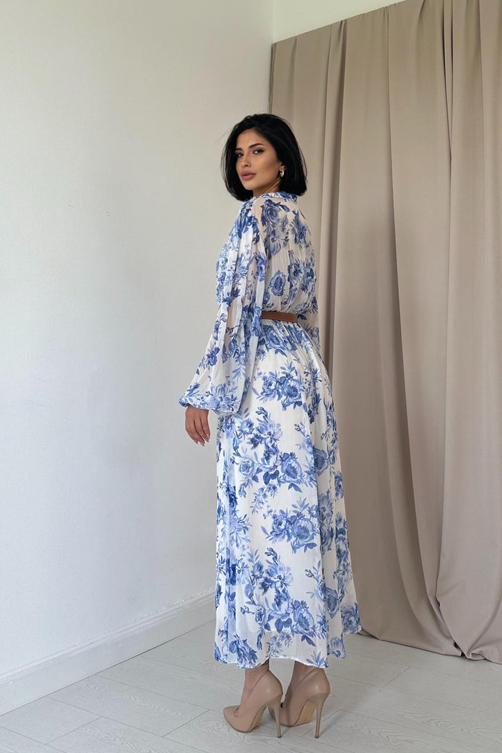 ELS Ruffle Detailed Dress - Blue - Cantanhede