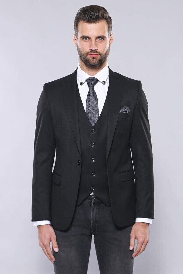 WSS Black Blazer Vest Set  - Waterbury