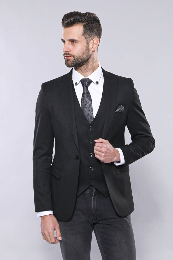 WSS Black Blazer Vest Set  - Waterbury