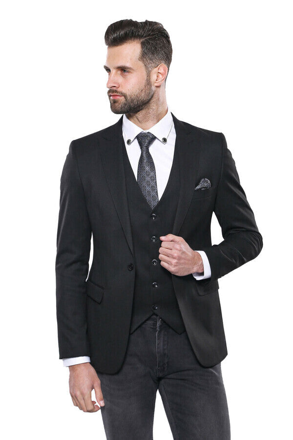 WSS Black Blazer Vest Set  - Waterbury