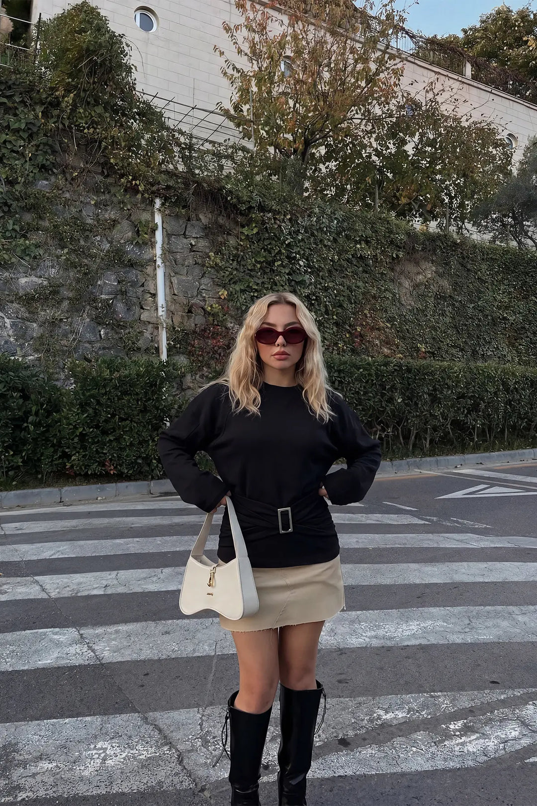 EYY Women Black Blouse with Buckle Detail - La Laguna