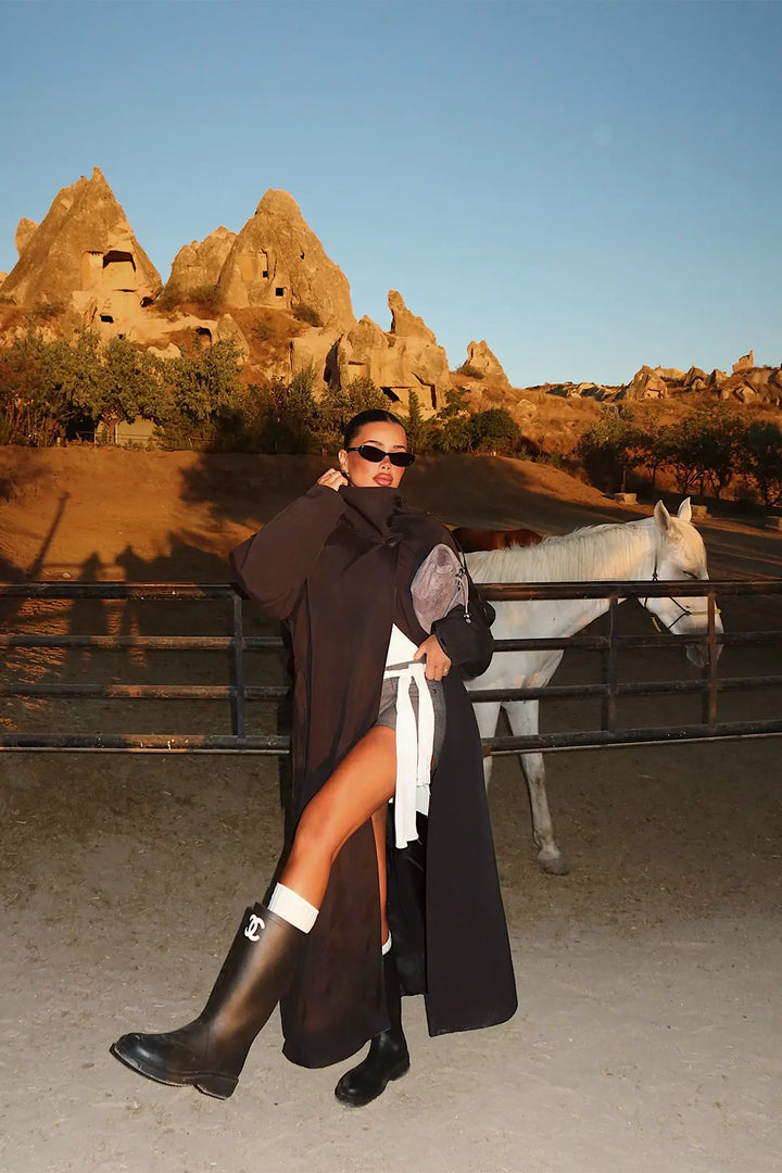 EYY Women Black Button Details Trench Coat - Villeneuve-Saint-Georges