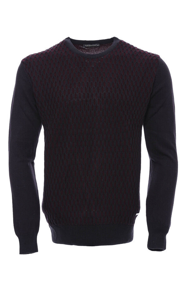 WSS Black Diamond Patterned Circle Neck Sweater  - Cosamaloapan