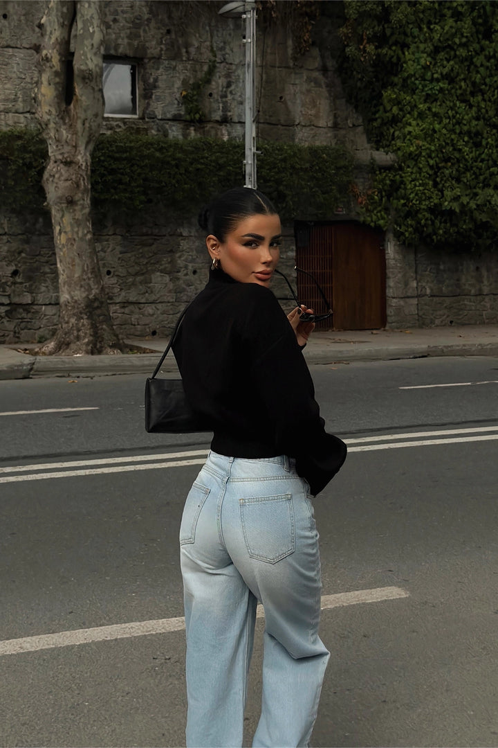 EYY Women Black Balboa Double Zipper Knit Cardigan - Eagan