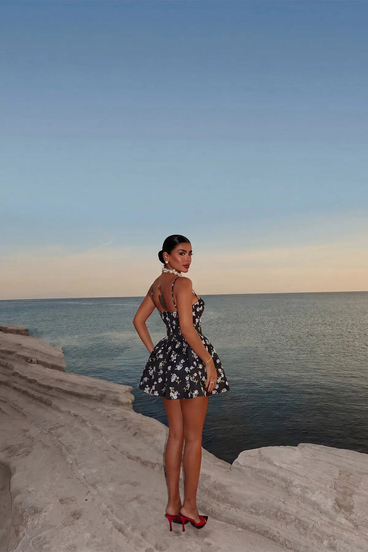 EYY Women Black Floral Strappy Dress - Rosemead
