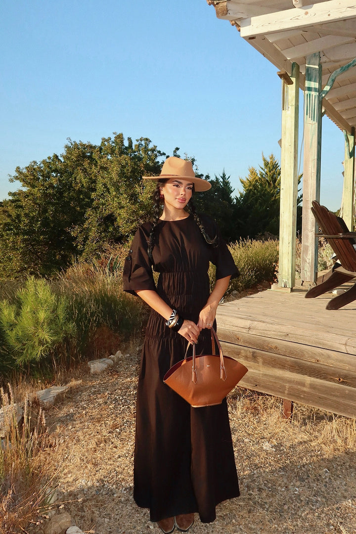 EYY Women Black Flounce Long Dress - Waterbury