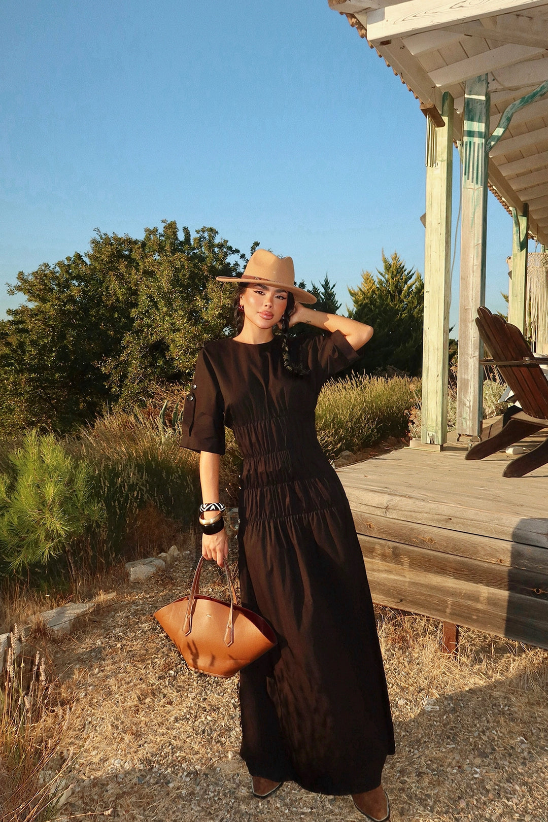 EYY Women Black Flounce Long Dress - Waterbury