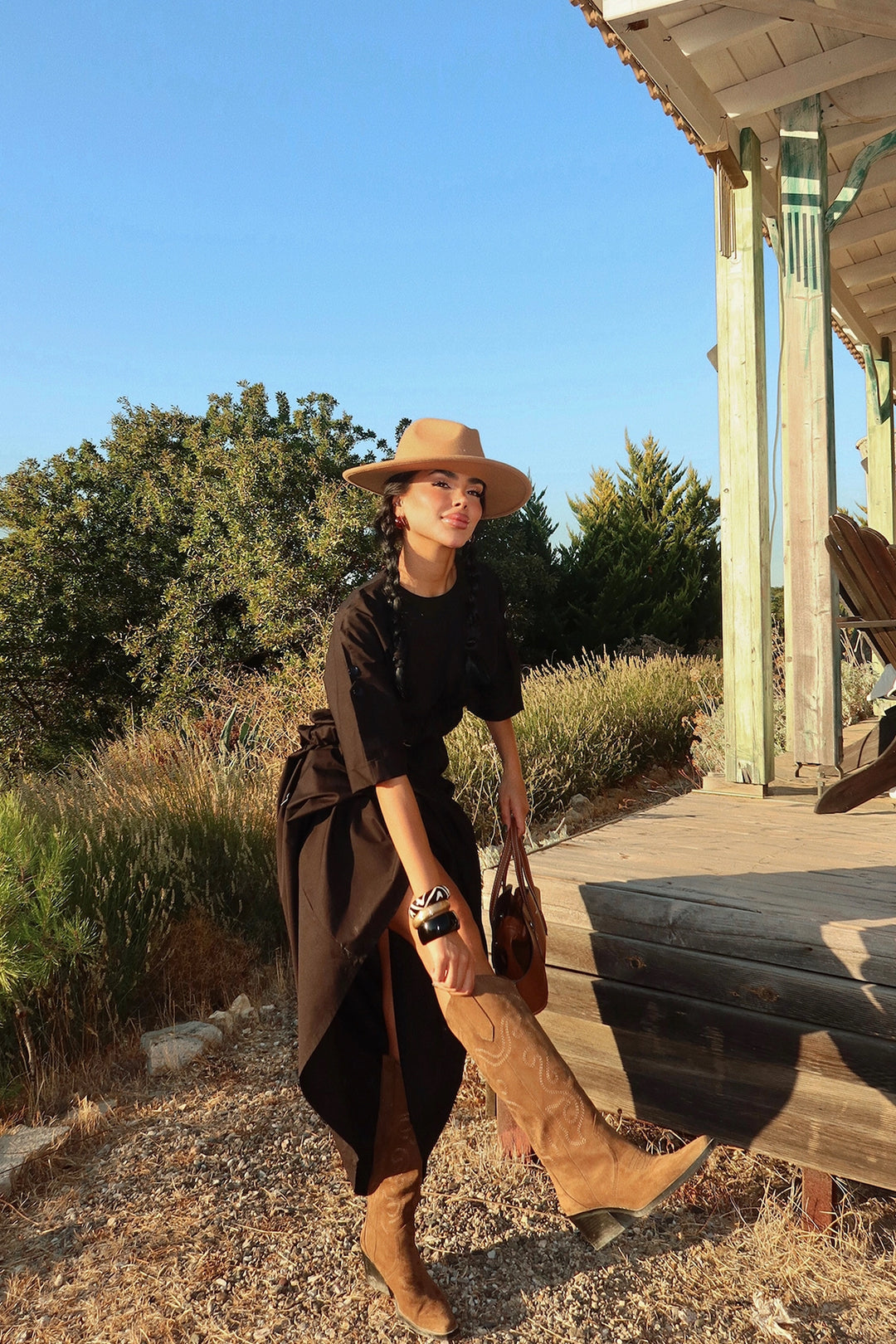 EYY Women Black Flounce Long Dress - Waterbury