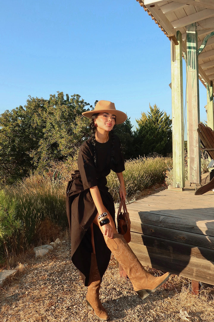 EYY Women Black Flounce Long Dress - Waterbury