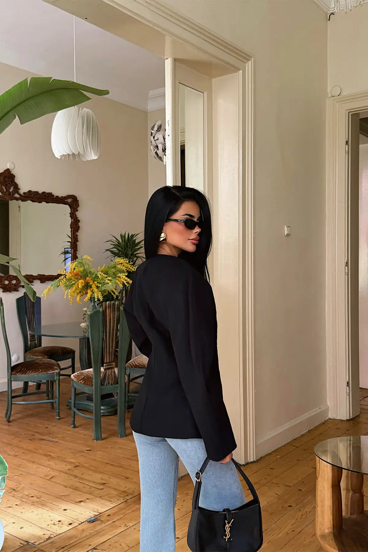 EYY Women Black Jacket with Button Detail - Gronau
