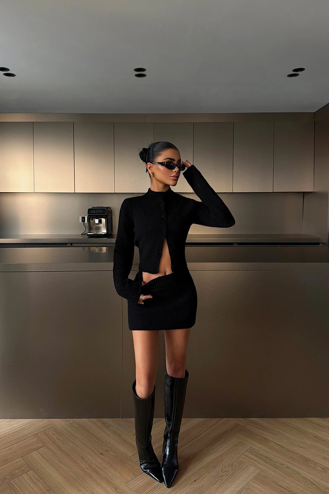 EYY Women Black Knit Skirt Set - Mount Vernon
