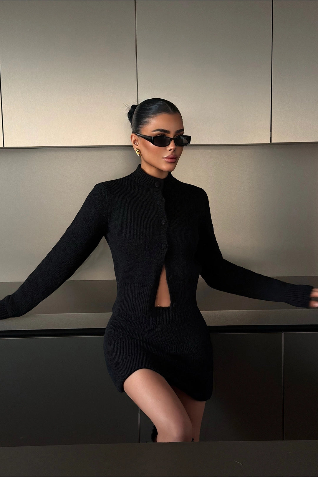 EYY Women Black Knit Skirt Set - Mount Vernon