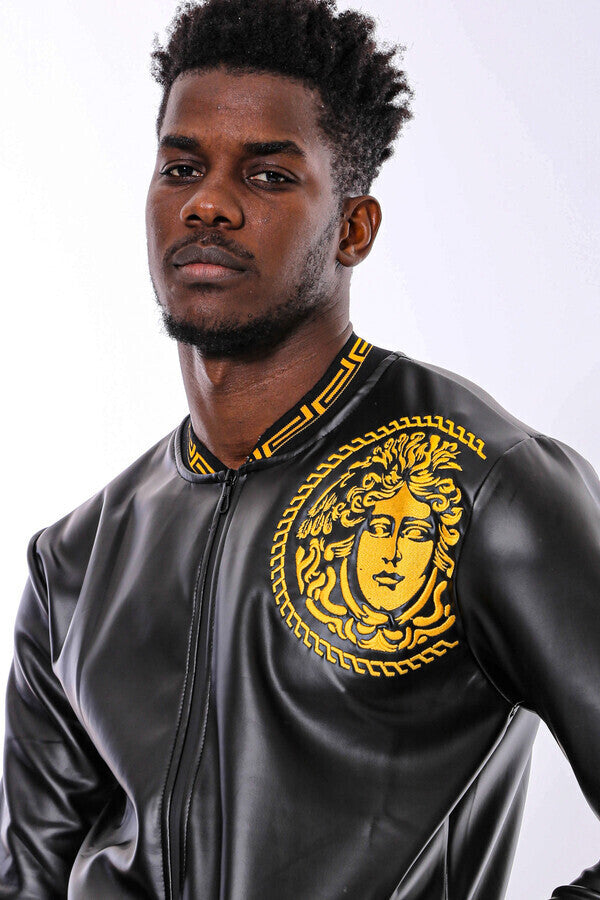 WSS Black Leather Touch Printed Seasonal Coat  - Wimbledon