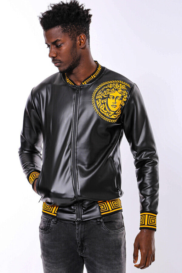 WSS Black Leather Touch Printed Seasonal Coat  - Wimbledon