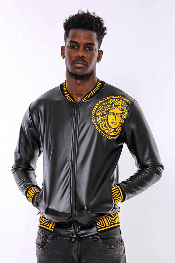 WSS Black Leather Touch Printed Seasonal Coat  - Wimbledon