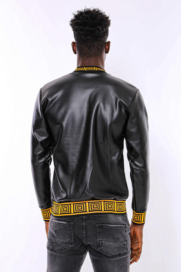 WSS Black Leather Touch Printed Seasonal Coat  - Wimbledon