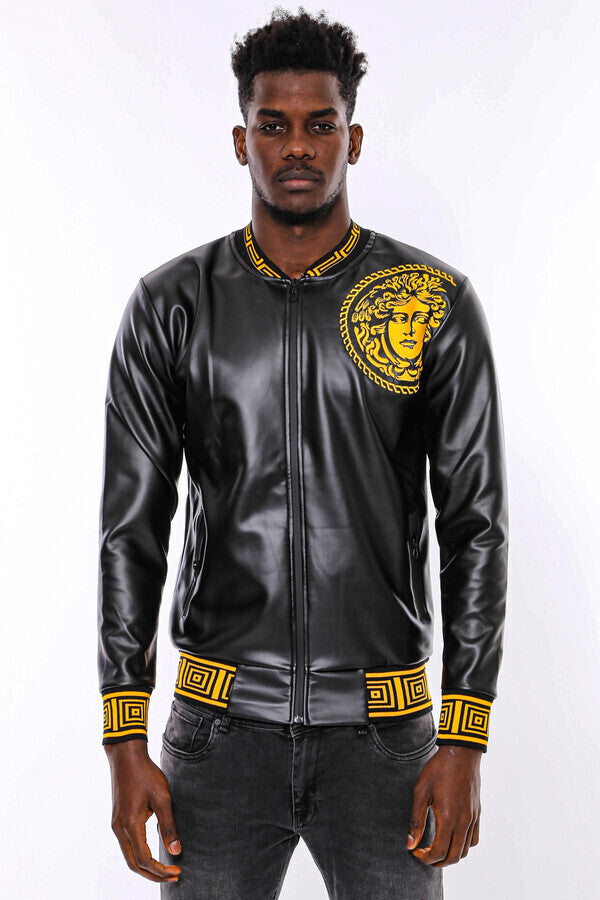 WSS Black Leather Touch Printed Seasonal Coat  - Wimbledon