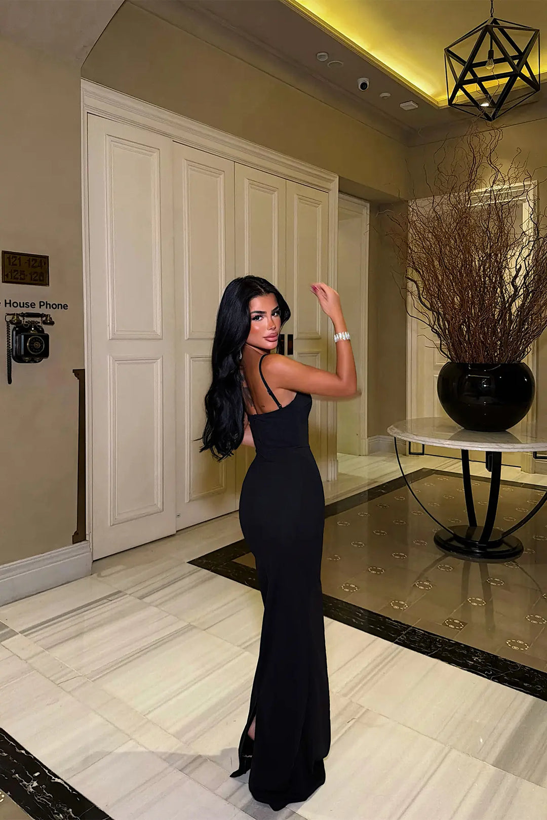EYY Women Black Long Dress with Lace Detail - Saint-Chamond