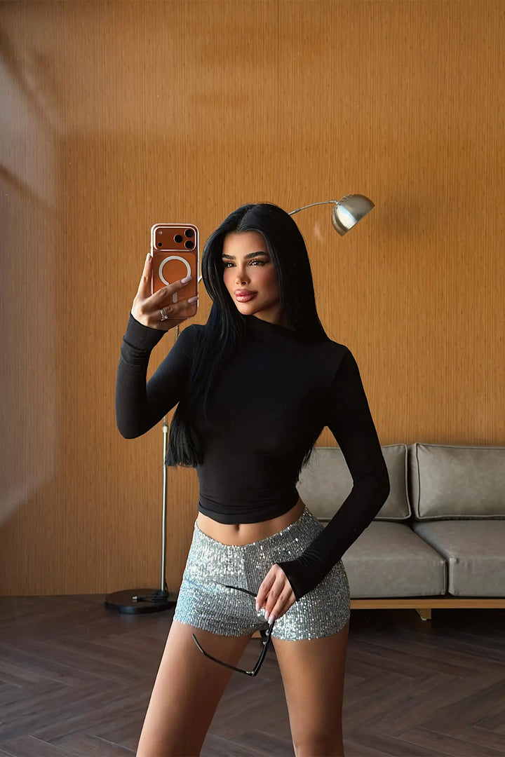 EYY Women Black Long Sleeve Basic Blouse - Bury