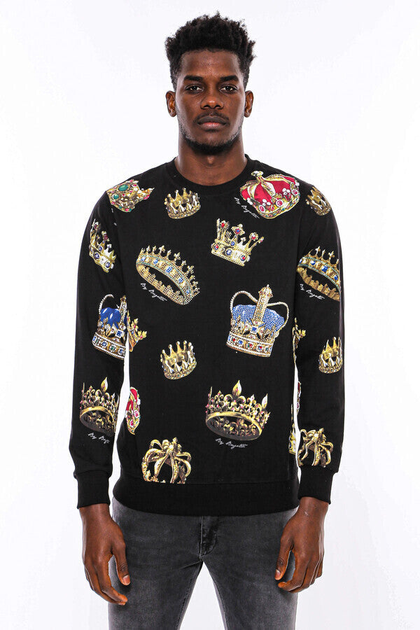 WSS Black Patterned Slim Fit Sweatshirt  - Teotihuacan